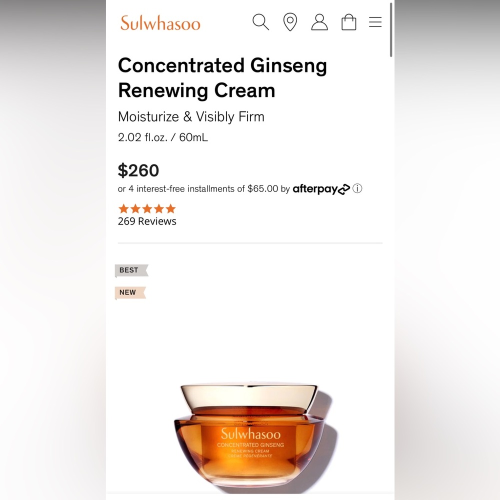 Sulwhasoo. Concentrated Ginseng Renewing Cream. BRAND NEW IN BOX